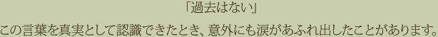 「過去はない」この言葉を真実として認識できたとき、意外にも涙があふれ出したことがあります。