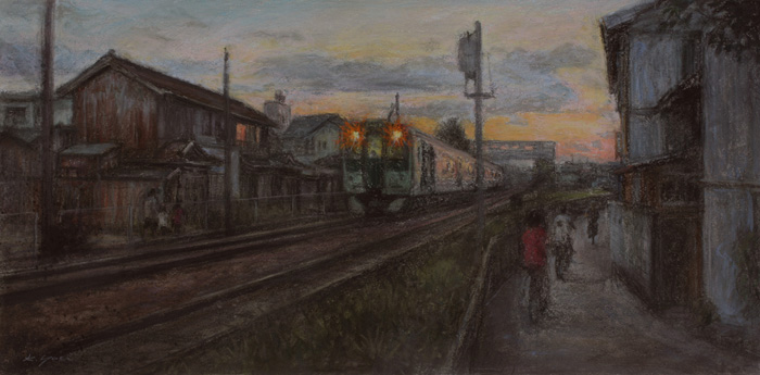 九月の夕方　蔵本駅東踏切付近