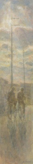 冬の午後　下校する高校生