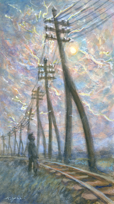 月夜のでんしんばしら